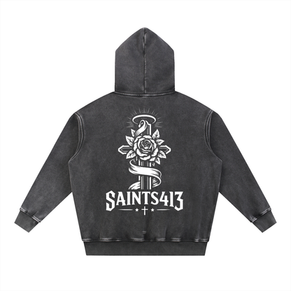 Philippians 4:13 Snow Washed Hoodie