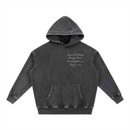 Philippians 4:13 Snow Washed Hoodie